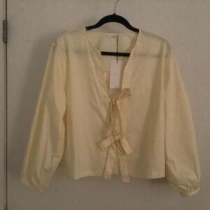 ZARA NWT Elegant Yellow Women's Top with Bow Detail XL